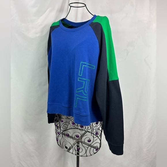 Lauren Ralph Lauren green and blue cropped sweatshirt size XL - Picture 6 of 9
